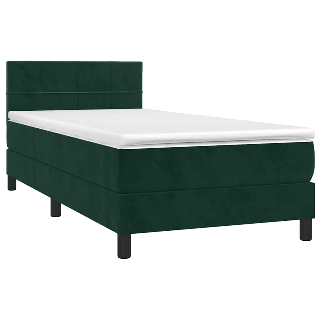 Boxspring met matras fluweel donkergroen 80x200 cm is nu te koop bij PeponiXL, paradijselijk wonen!