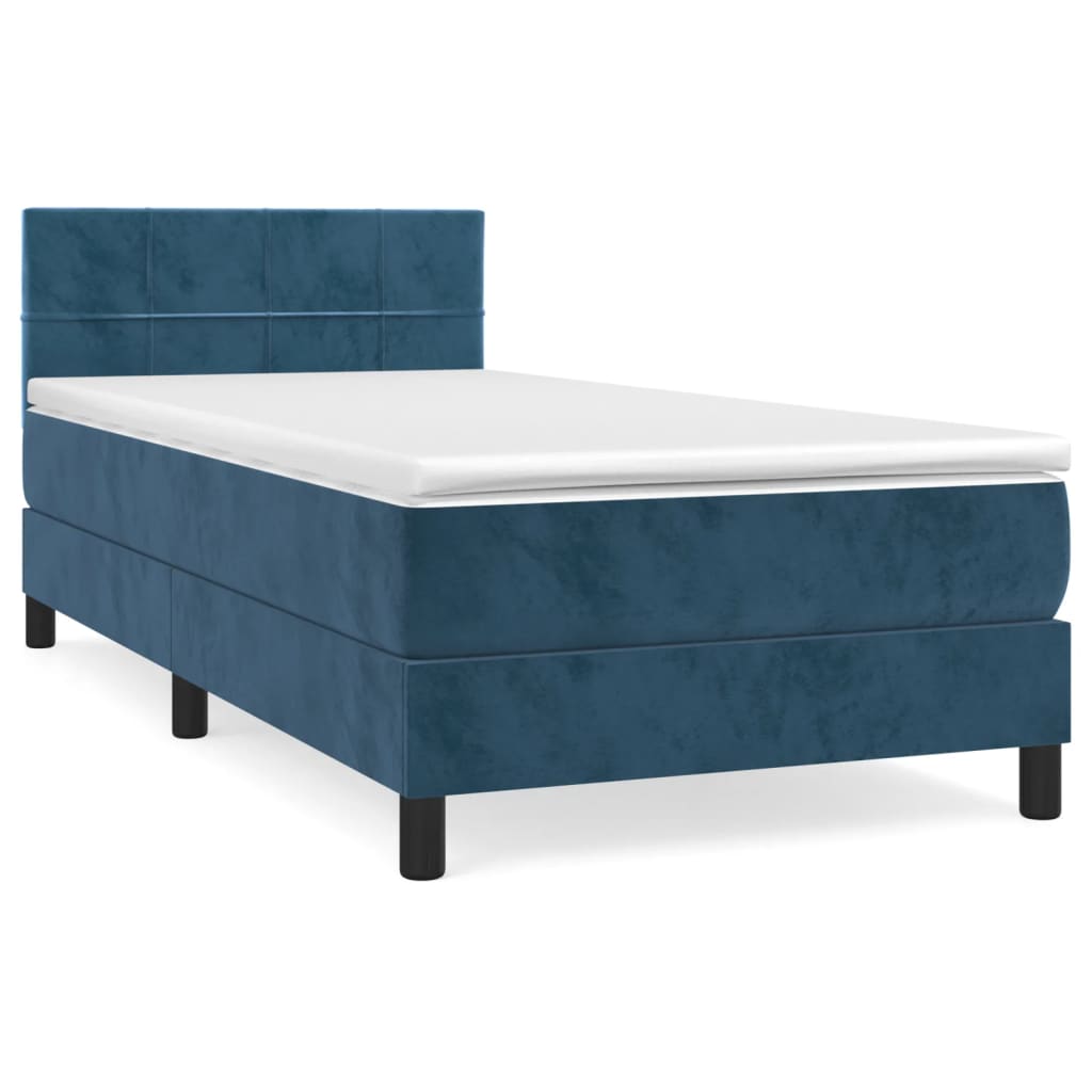 Boxspring met matras fluweel donkerblauw 80x200 cm is nu te koop bij PeponiXL, paradijselijk wonen!