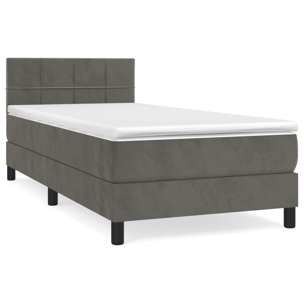 Boxspring met matras fluweel donkergrijs 90x190 cm is nu te koop bij PeponiXL, paradijselijk wonen!