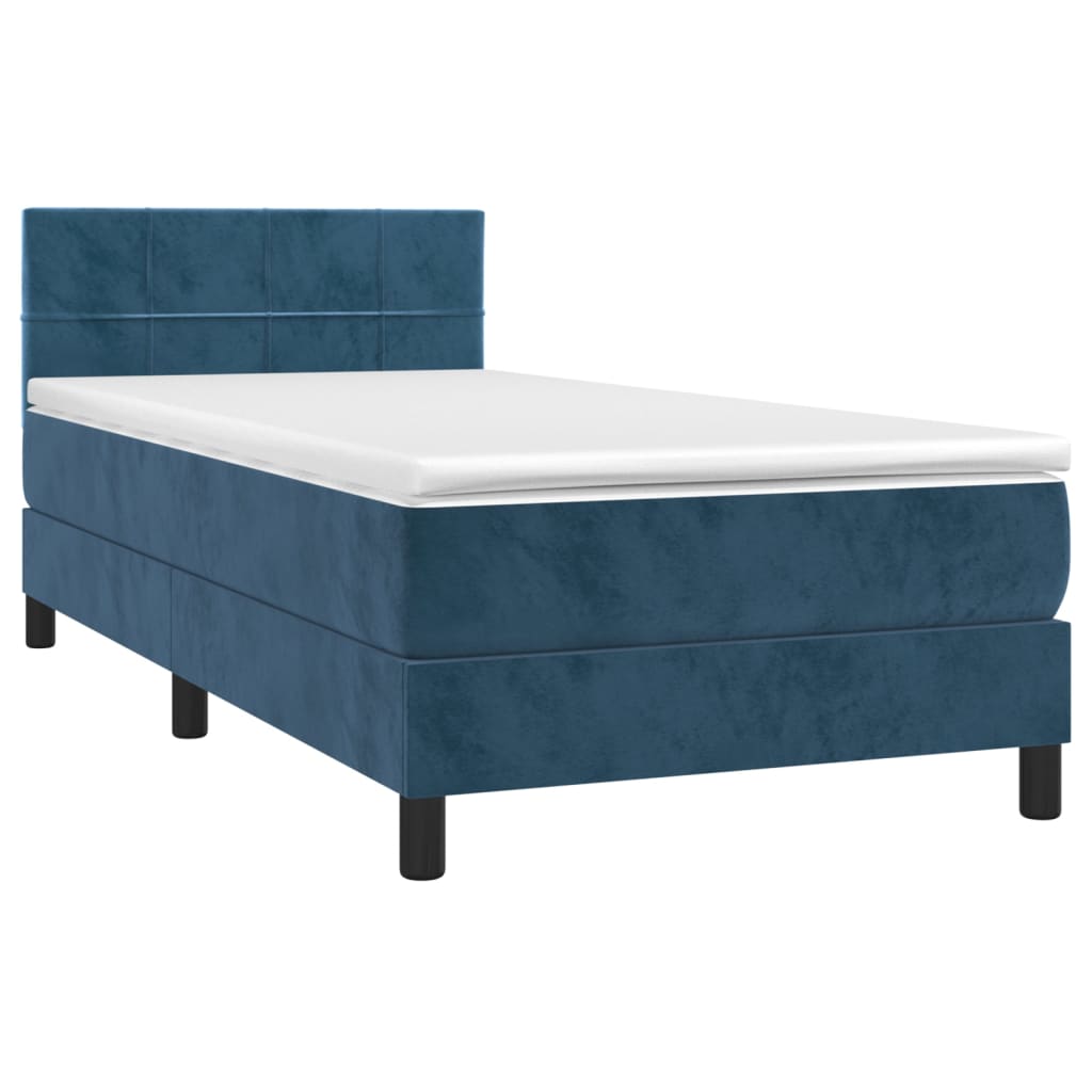 Boxspring met matras fluweel donkerblauw 90x190 cm is nu te koop bij PeponiXL, paradijselijk wonen!