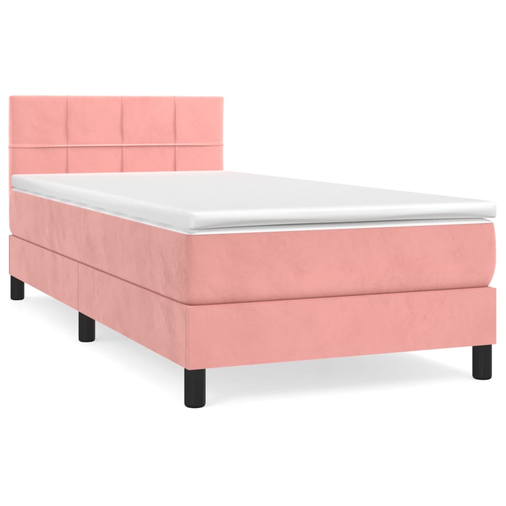 Boxspring met matras fluweel roze 90x190 cm is nu te koop bij PeponiXL, paradijselijk wonen!