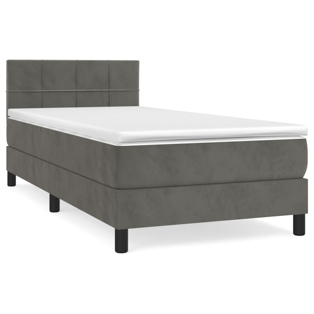 Boxspring met matras fluweel donkergrijs 90x200 cm is nu te koop bij PeponiXL, paradijselijk wonen!
