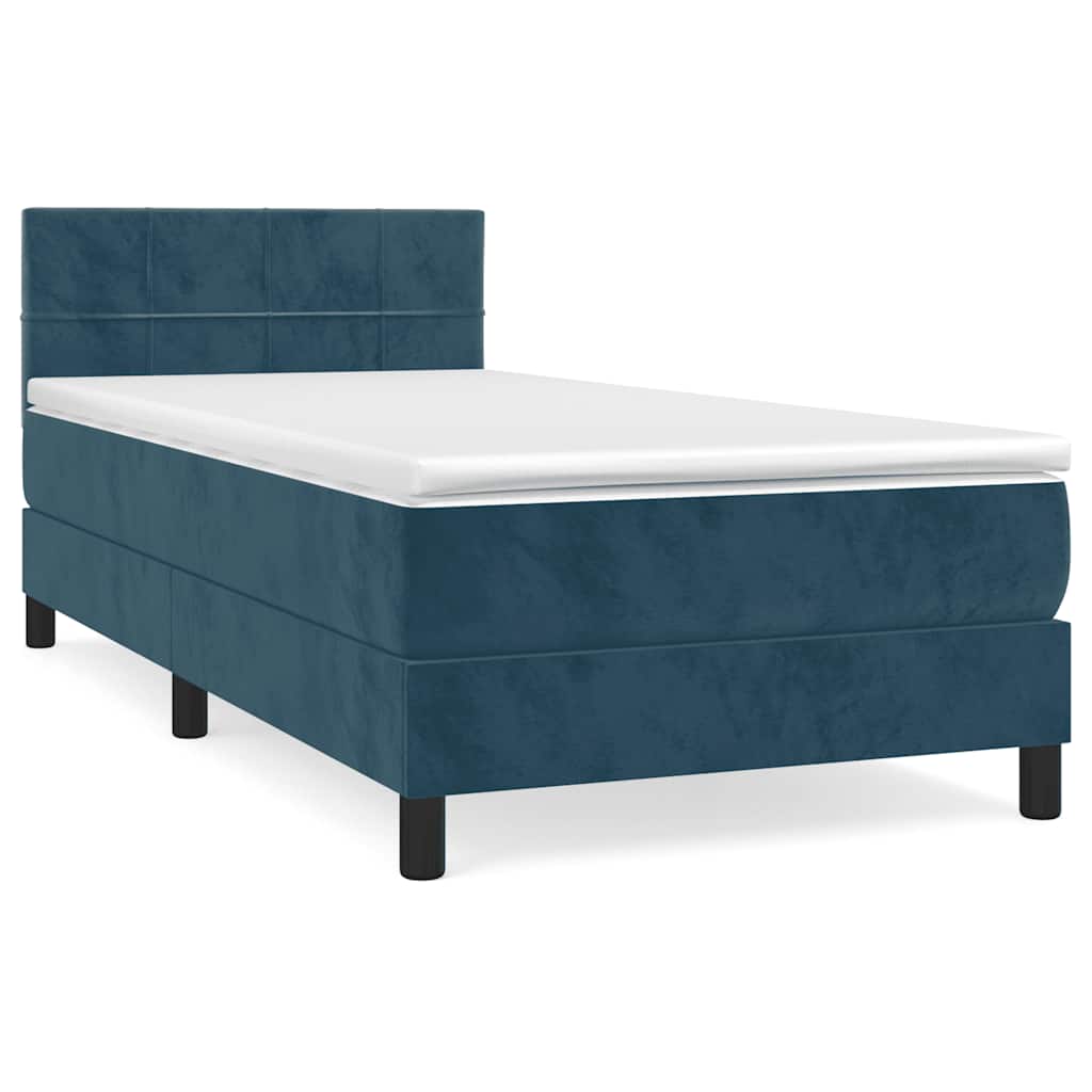 Boxspring met matras fluweel donkerblauw 90x200 cm is nu te koop bij PeponiXL, paradijselijk wonen!