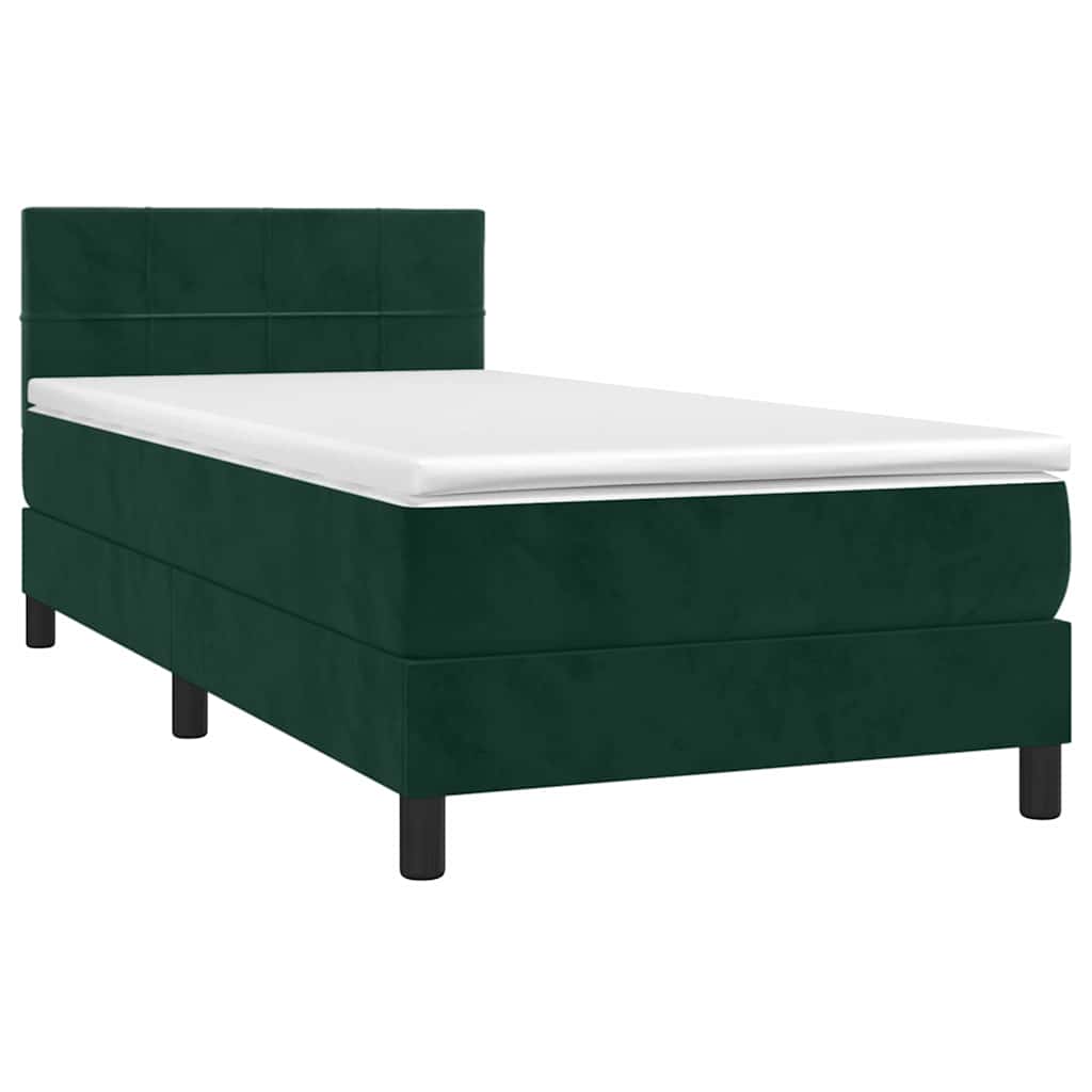 Boxspring met matras fluweel donkergroen 100x200 cm is nu te koop bij PeponiXL, paradijselijk wonen!