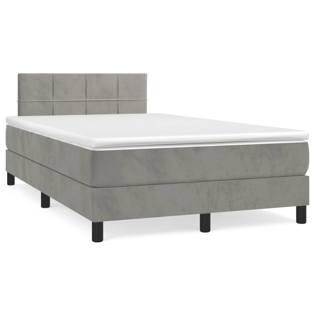 Boxspring met matras fluweel lichtgrijs 120x200 cm is nu te koop bij PeponiXL, paradijselijk wonen!
