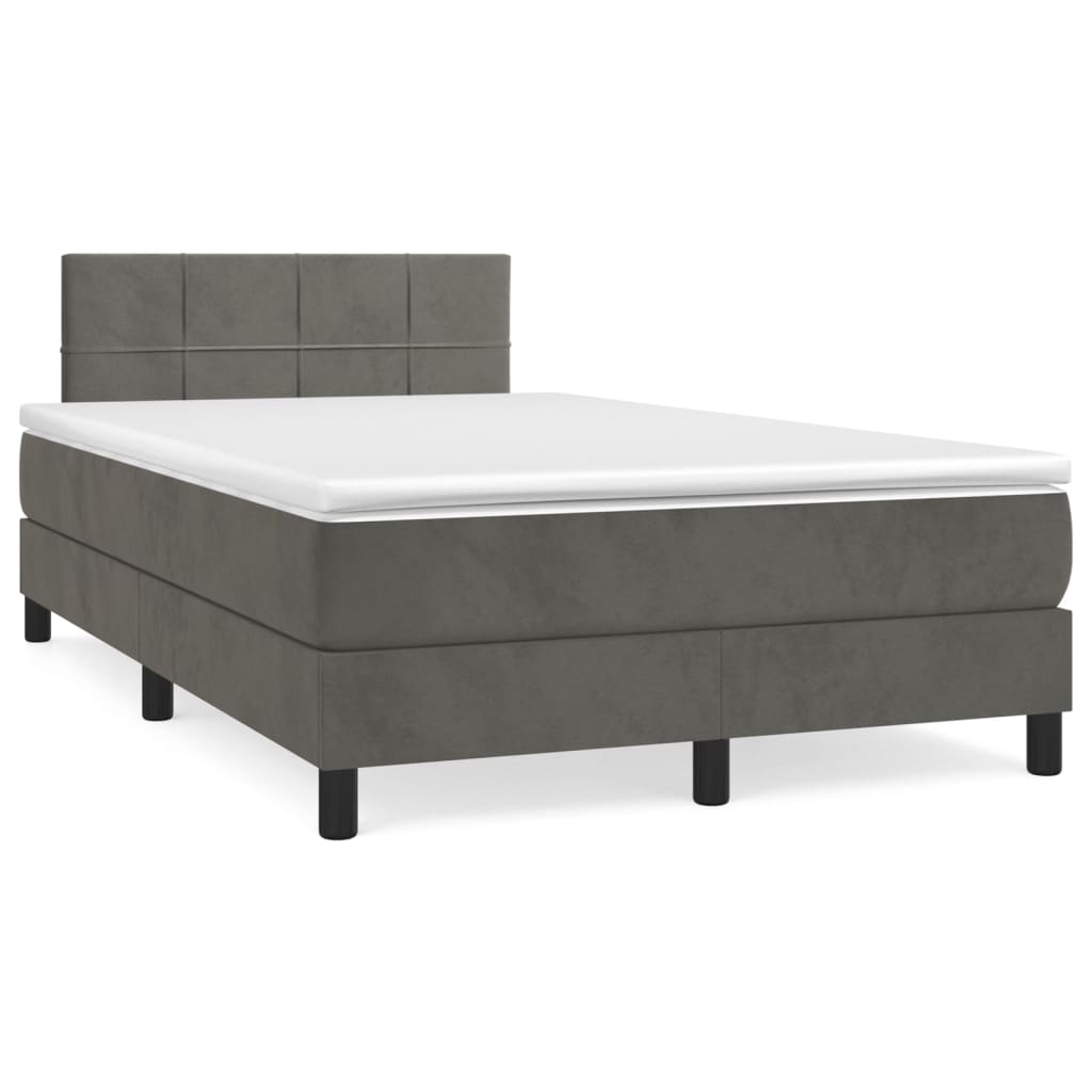 Boxspring met matras fluweel donkergrijs 120x200 cm is nu te koop bij PeponiXL, paradijselijk wonen!