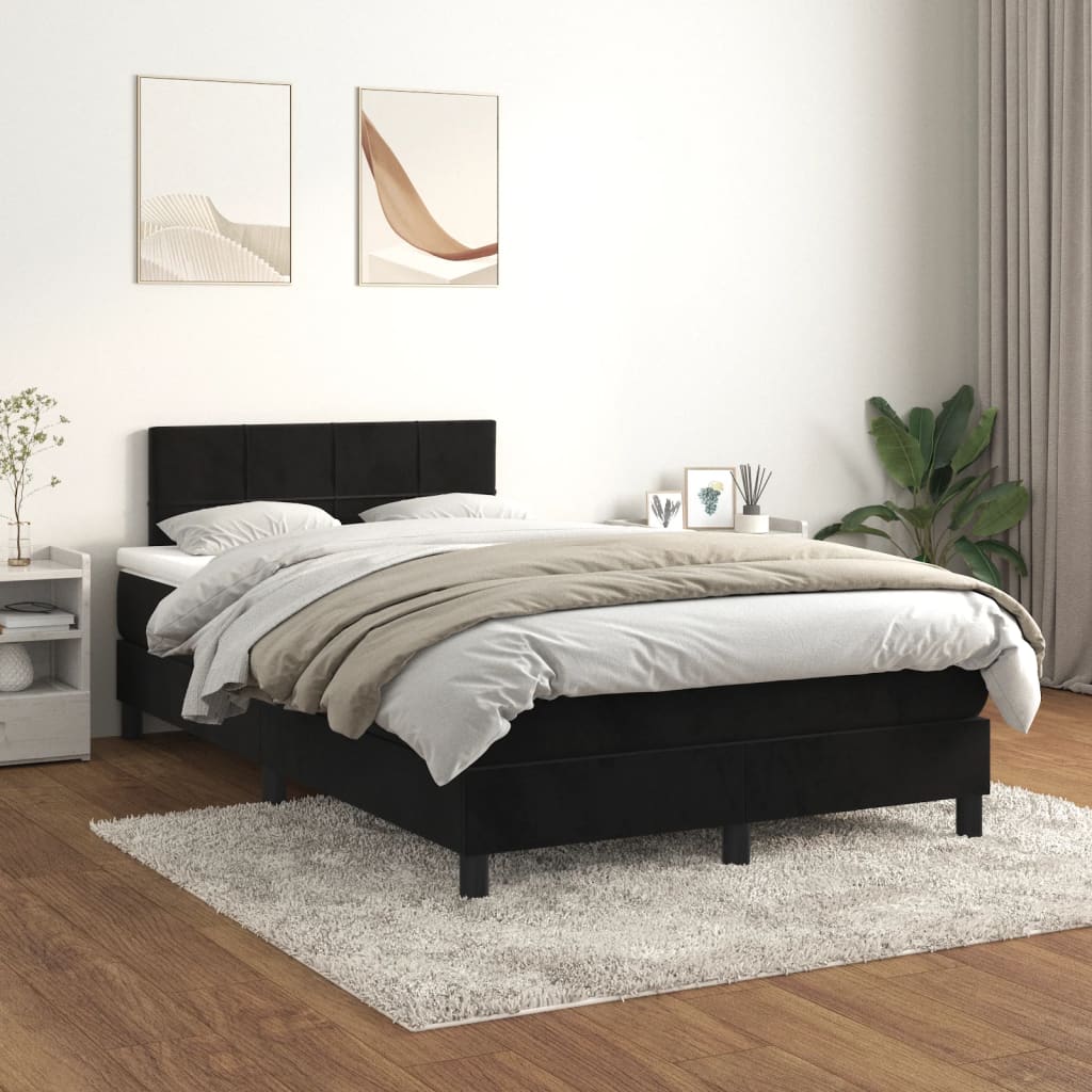 Boxspring met matras fluweel zwart 120x200 cm is nu te koop bij PeponiXL, paradijselijk wonen!