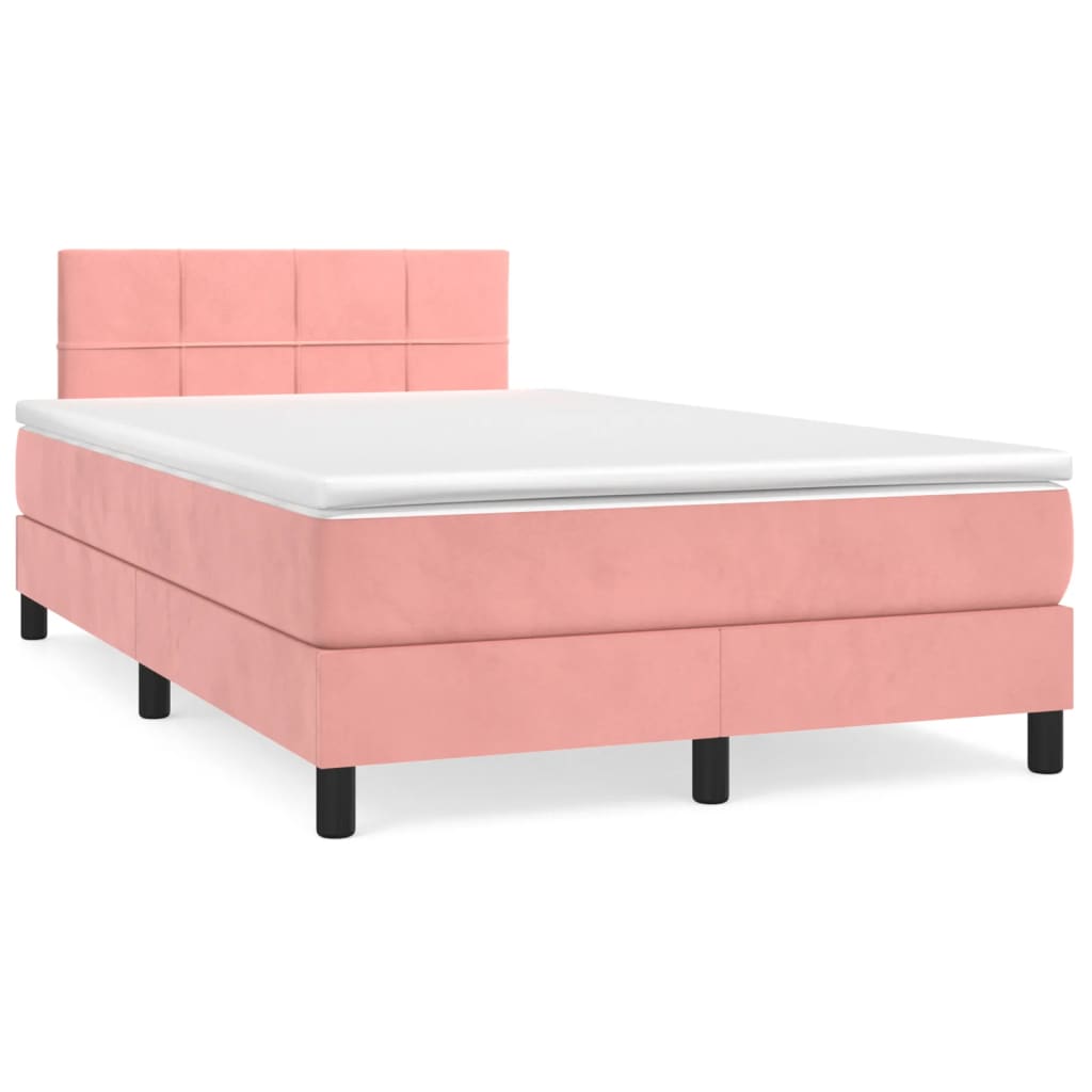 Boxspring met matras fluweel roze 120x200 cm is nu te koop bij PeponiXL, paradijselijk wonen!
