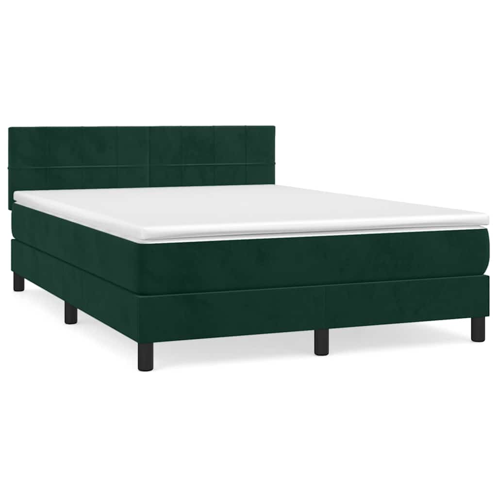 Boxspring met matras fluweel donkergroen 140x190 cm is nu te koop bij PeponiXL, paradijselijk wonen!