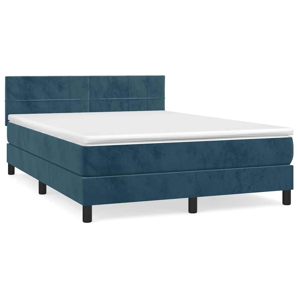 Boxspring met matras fluweel donkerblauw 140x190 cm is nu te koop bij PeponiXL, paradijselijk wonen!