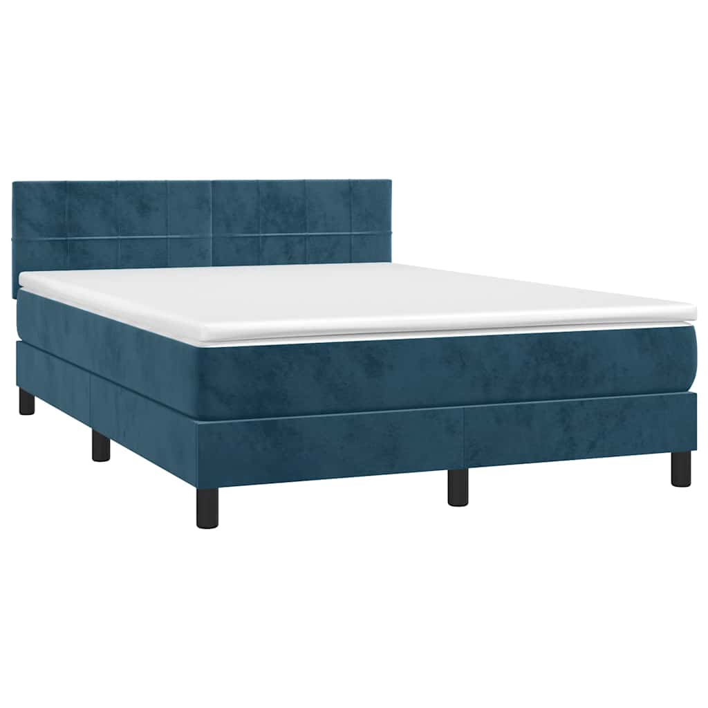Boxspring met matras fluweel donkerblauw 140x190 cm is nu te koop bij PeponiXL, paradijselijk wonen!