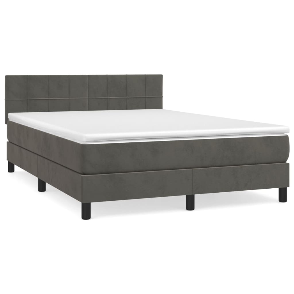 Boxspring met matras fluweel donkergrijs 140x200 cm is nu te koop bij PeponiXL, paradijselijk wonen!