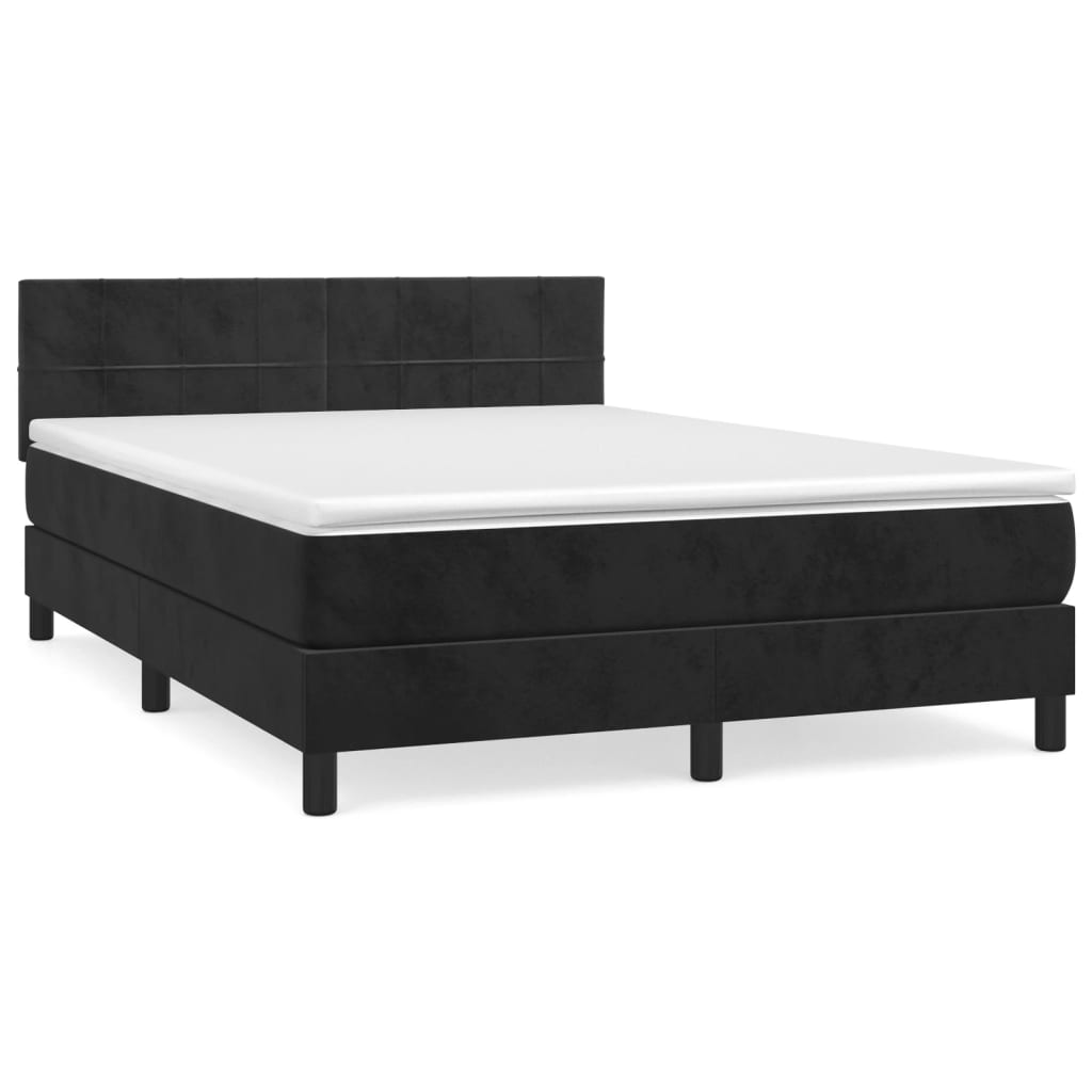 Boxspring met matras fluweel zwart 140x200 cm is nu te koop bij PeponiXL, paradijselijk wonen!