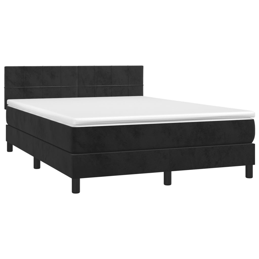 Boxspring met matras fluweel zwart 140x200 cm is nu te koop bij PeponiXL, paradijselijk wonen!