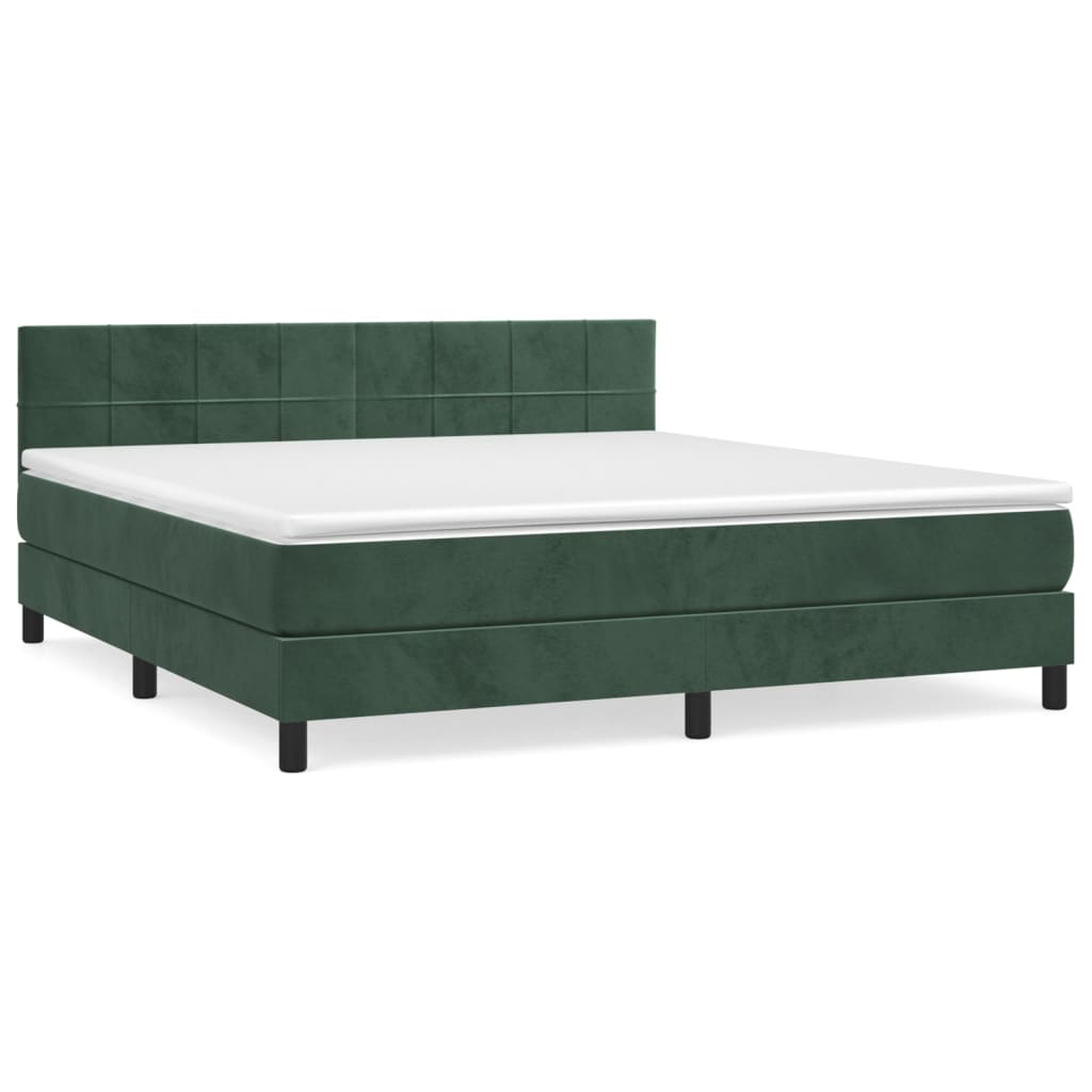 Boxspring met matras fluweel donkergroen 160x200 cm is nu te koop bij PeponiXL, paradijselijk wonen!