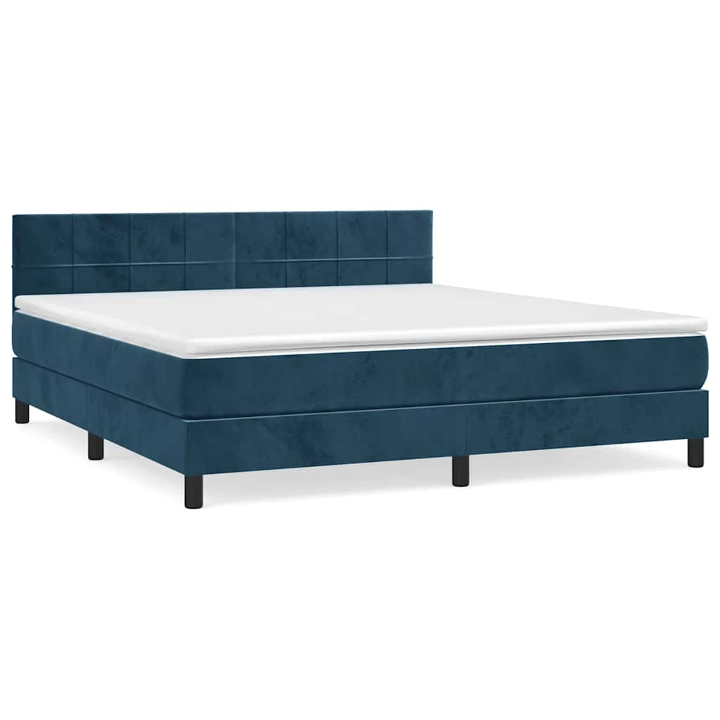 Boxspring met matras fluweel donkerblauw 160x200 cm is nu te koop bij PeponiXL, paradijselijk wonen!