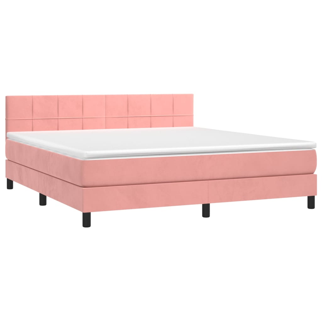 Boxspring met matras fluweel roze 160x200 cm is nu te koop bij PeponiXL, paradijselijk wonen!