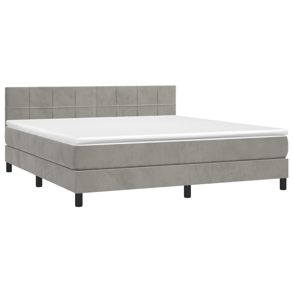 Boxspring met matras fluweel lichtgrijs 180x200 cm is nu te koop bij PeponiXL, paradijselijk wonen!