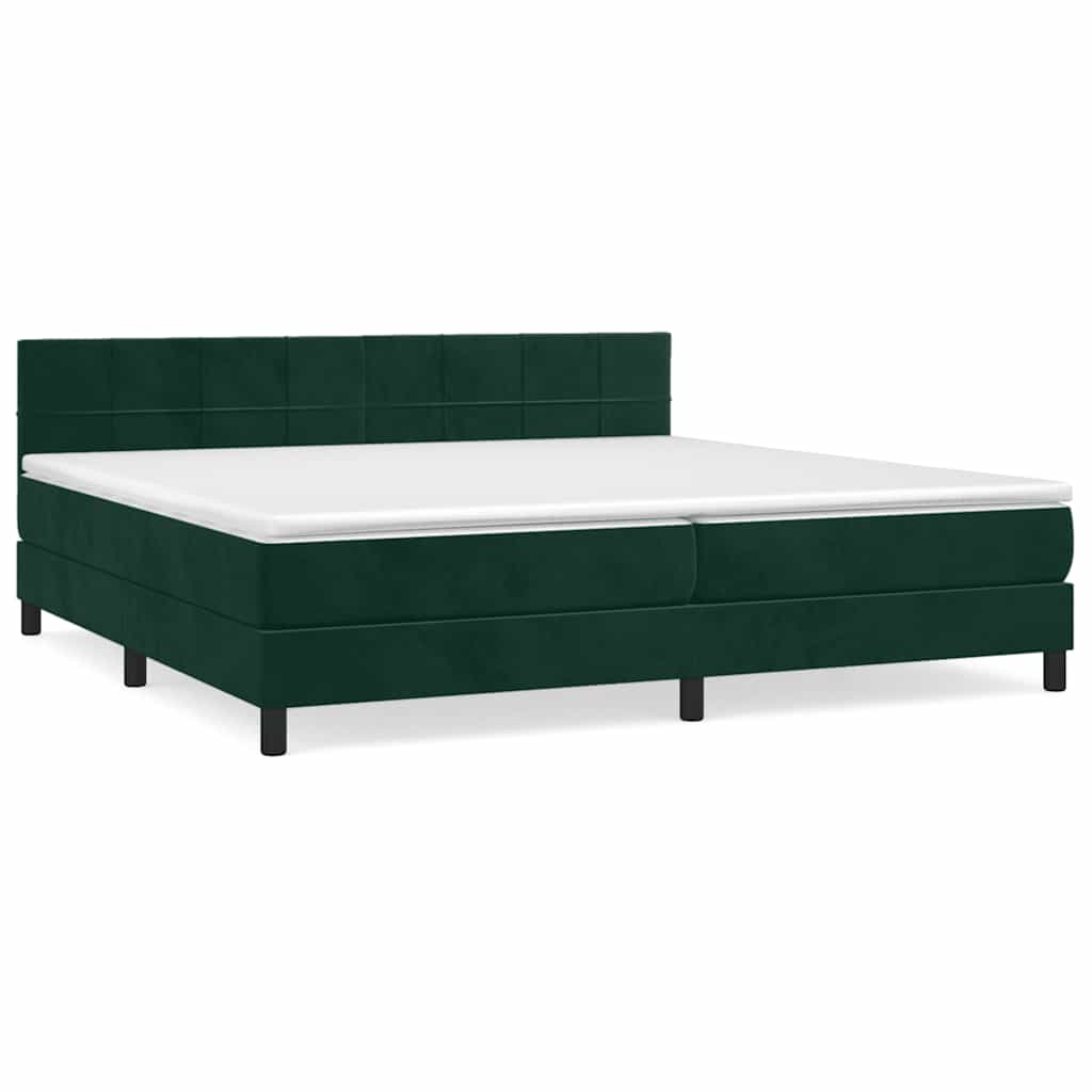 Boxspring met matras fluweel donkergroen 200x200 cm is nu te koop bij PeponiXL, paradijselijk wonen!