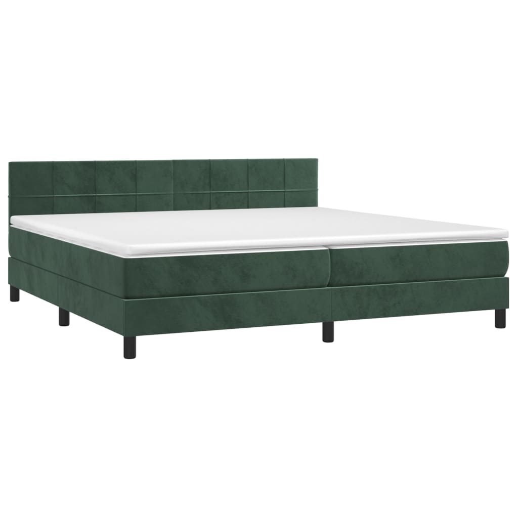 Boxspring met matras fluweel donkergroen 200x200 cm is nu te koop bij PeponiXL, paradijselijk wonen!