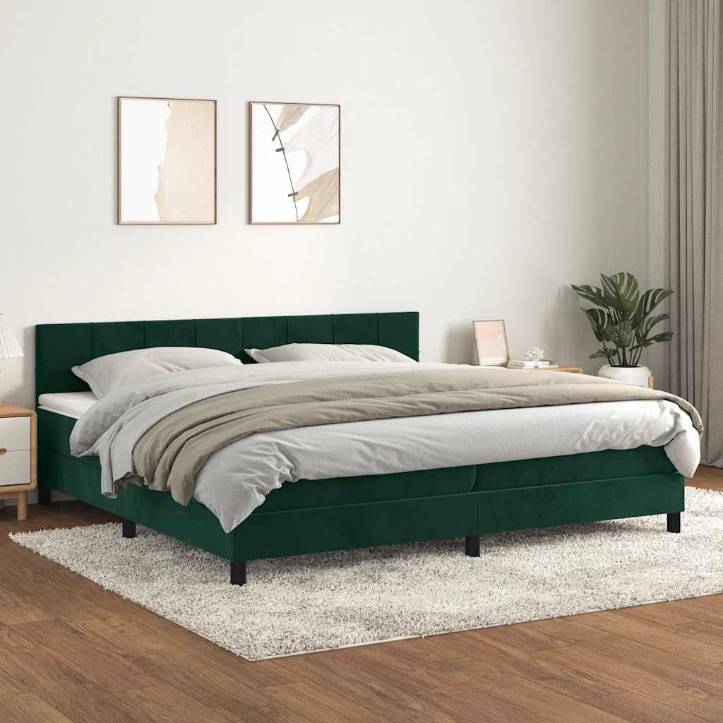 Boxspring met matras fluweel donkergroen 200x200 cm is nu te koop bij PeponiXL, paradijselijk wonen!