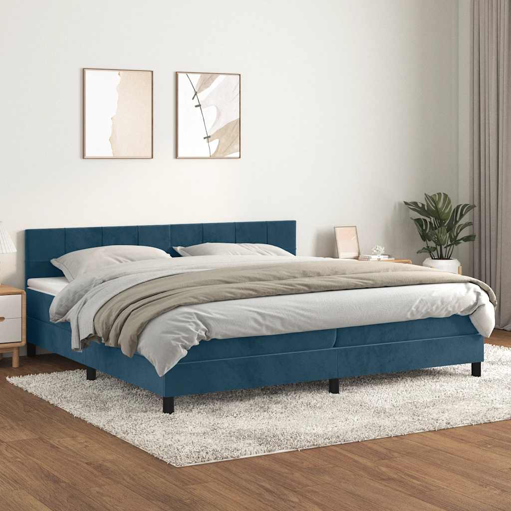 Boxspring met matras fluweel donkerblauw 200x200 cm is nu te koop bij PeponiXL, paradijselijk wonen!