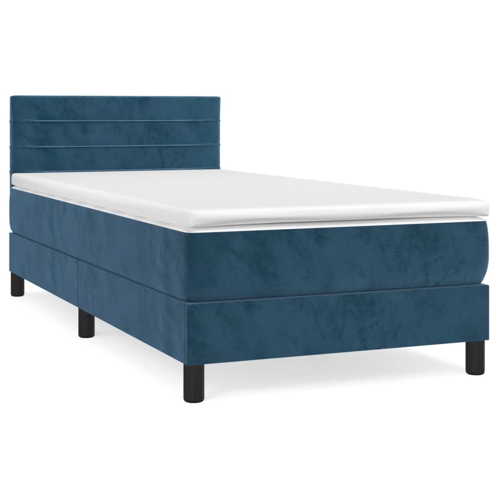 Boxspring met matras fluweel donkerblauw 80x200 cm is nu te koop bij PeponiXL, paradijselijk wonen!