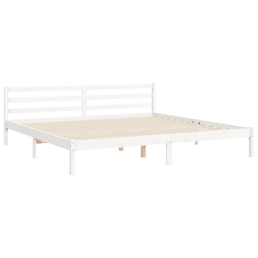 Bedframe met hoofdbord massief hout wit 200x200 cm is nu te koop bij PeponiXL, paradijselijk wonen!