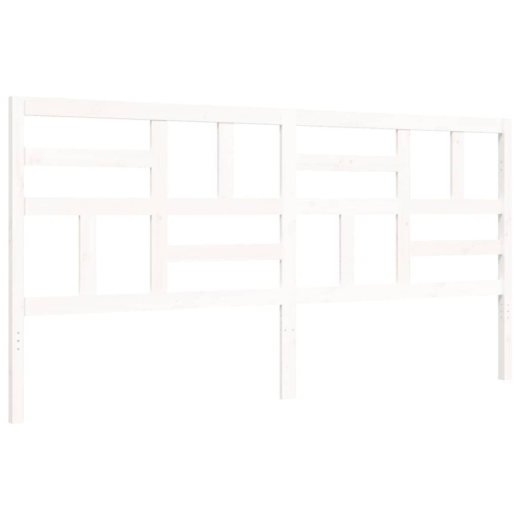 Bedframe met hoofdbord massief hout wit 200x200 cm is nu te koop bij PeponiXL, paradijselijk wonen!