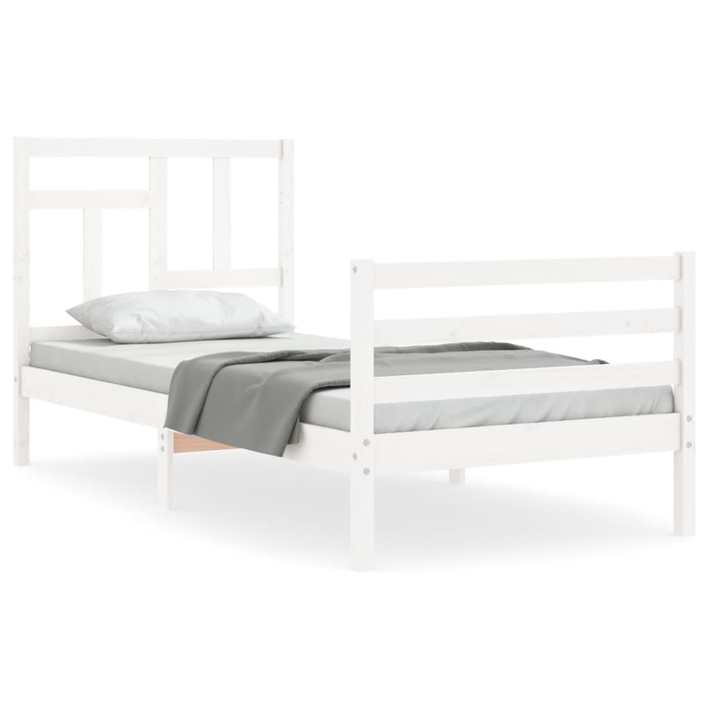 Bedframe met hoofdbord massief hout wit is nu te koop bij PeponiXL, paradijselijk wonen!