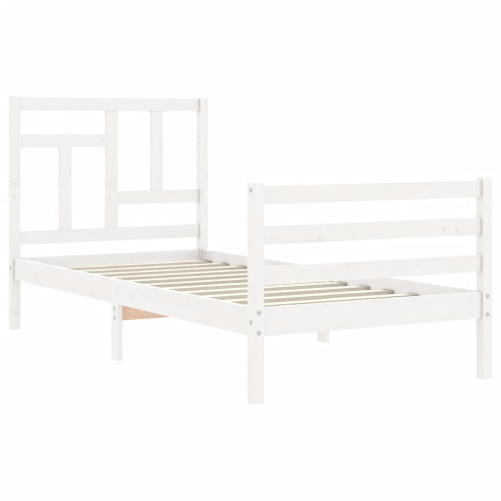 Bedframe met hoofdbord massief hout wit is nu te koop bij PeponiXL, paradijselijk wonen!