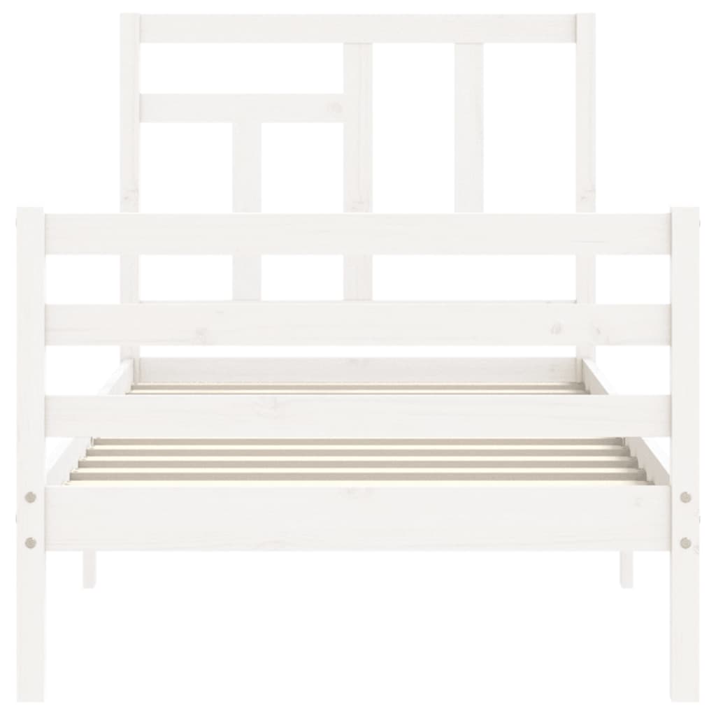 Bedframe met hoofdbord massief hout wit is nu te koop bij PeponiXL, paradijselijk wonen!