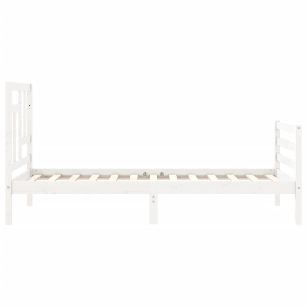 Bedframe met hoofdbord massief hout wit is nu te koop bij PeponiXL, paradijselijk wonen!