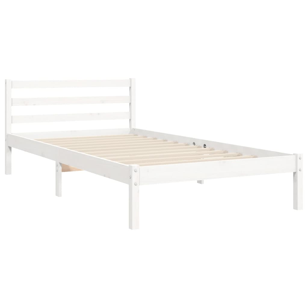 Bedframe met hoofdbord massief hout wit is nu te koop bij PeponiXL, paradijselijk wonen!