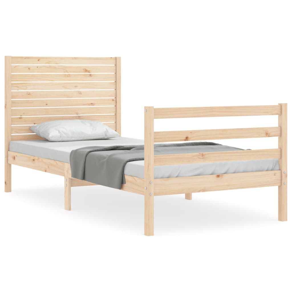 Bedframe met hoofdbord massief hout 100x200 cm is nu te koop bij PeponiXL, paradijselijk wonen!