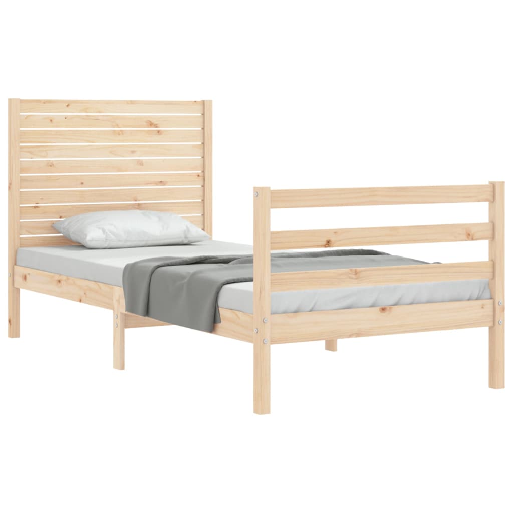 Bedframe met hoofdbord massief hout 100x200 cm is nu te koop bij PeponiXL, paradijselijk wonen!