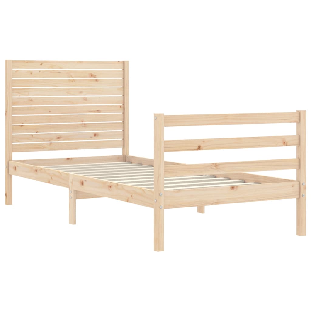 Bedframe met hoofdbord massief hout 100x200 cm is nu te koop bij PeponiXL, paradijselijk wonen!