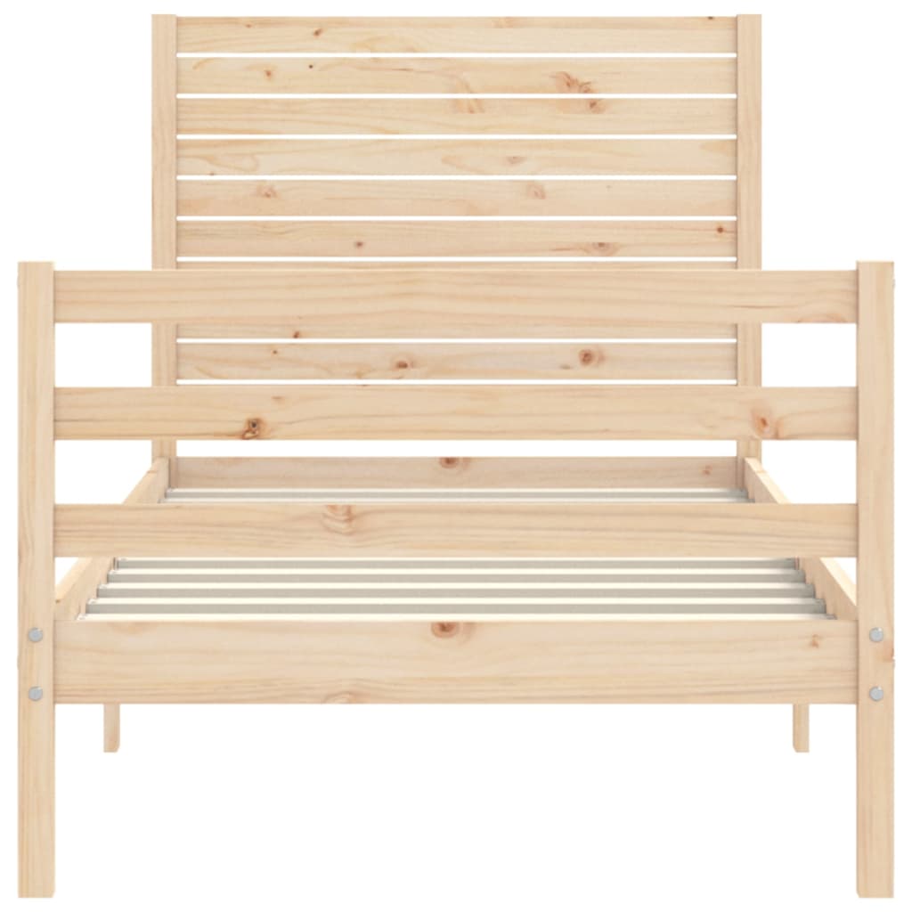 Bedframe met hoofdbord massief hout 100x200 cm is nu te koop bij PeponiXL, paradijselijk wonen!