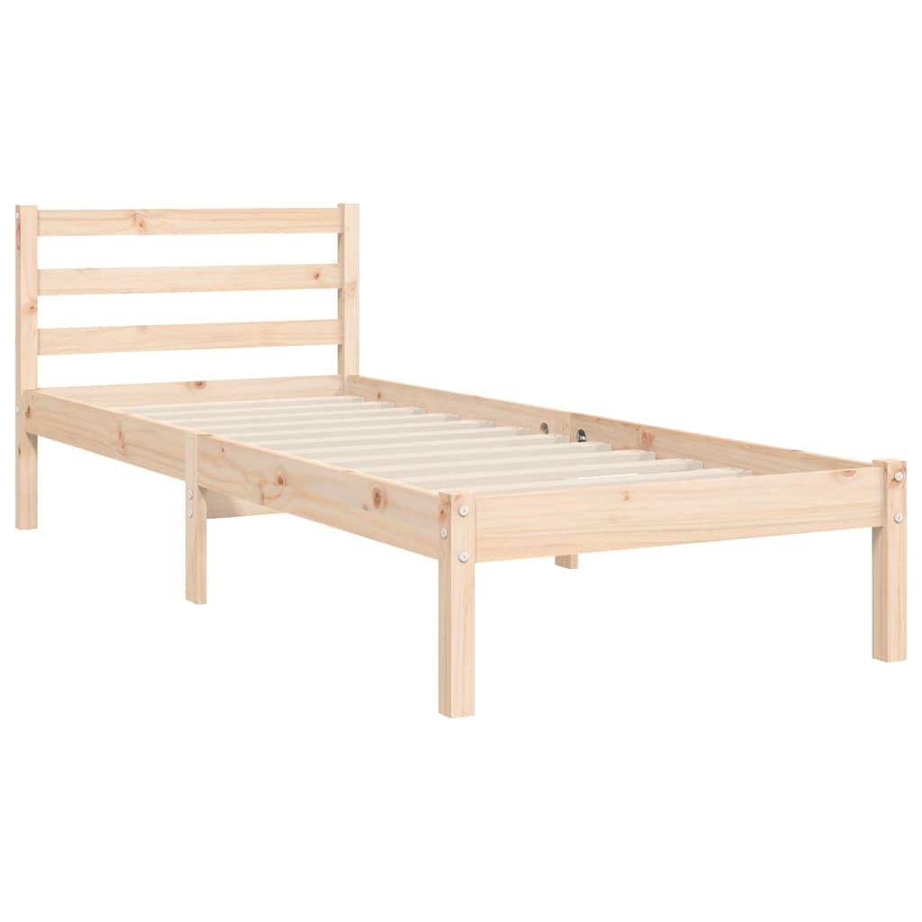 Bedframe met hoofdbord massief hout 100x200 cm is nu te koop bij PeponiXL, paradijselijk wonen!
