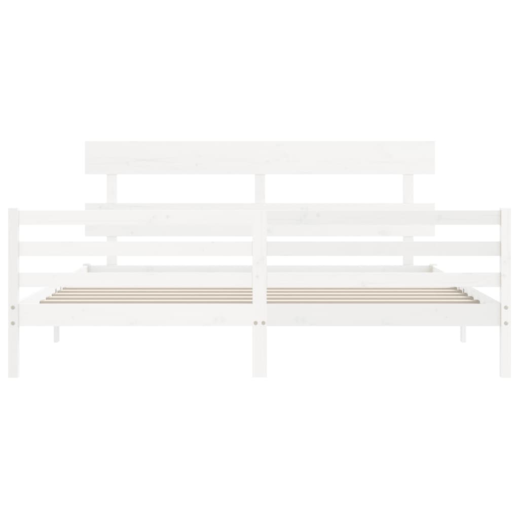 Bedframe met hoofdbord massief hout wit 200x200 cm is nu te koop bij PeponiXL, paradijselijk wonen!