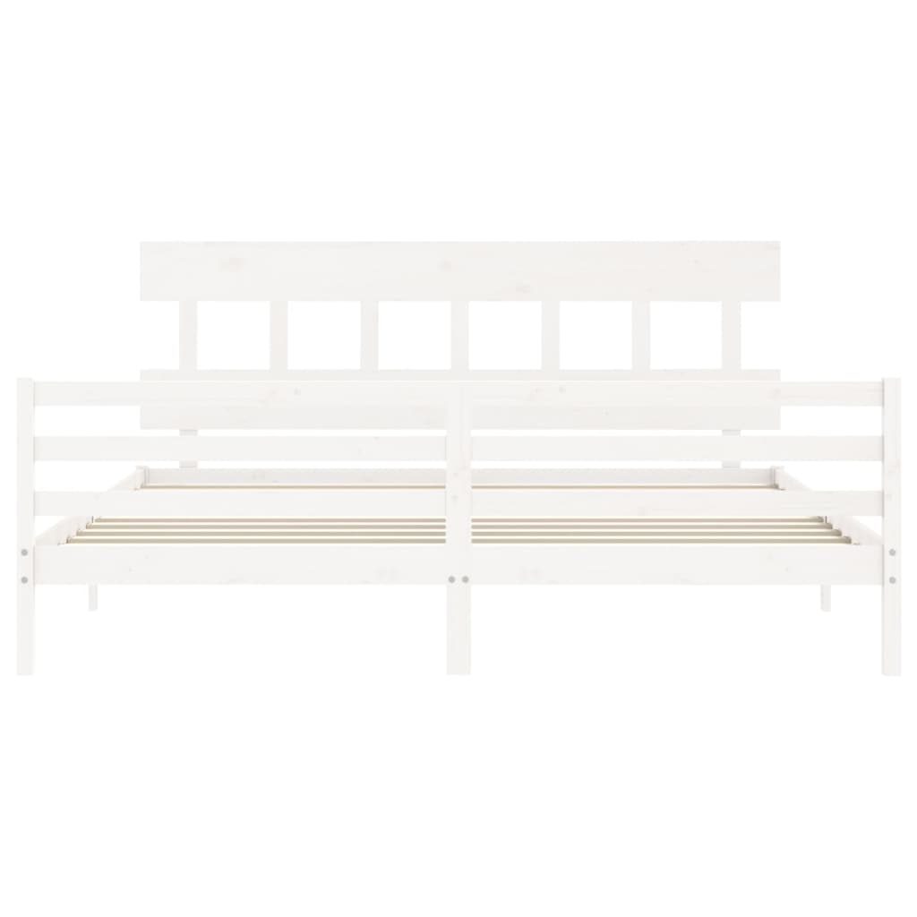 Bedframe met hoofdbord massief hout wit 200x200 cm is nu te koop bij PeponiXL, paradijselijk wonen!