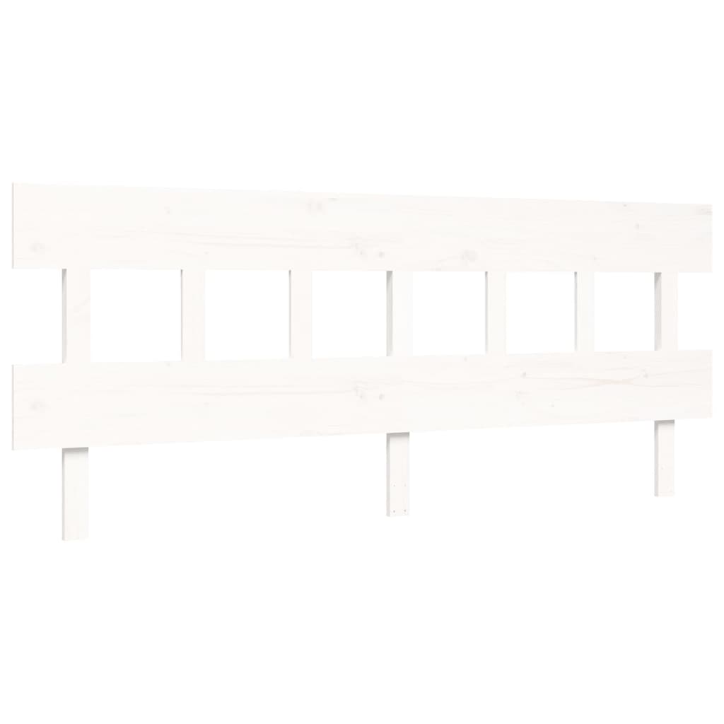 Bedframe met hoofdbord massief hout wit 200x200 cm is nu te koop bij PeponiXL, paradijselijk wonen!