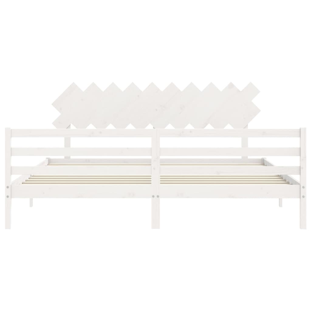 Bedframe met hoofdbord massief hout wit 200x200 cm is nu te koop bij PeponiXL, paradijselijk wonen!