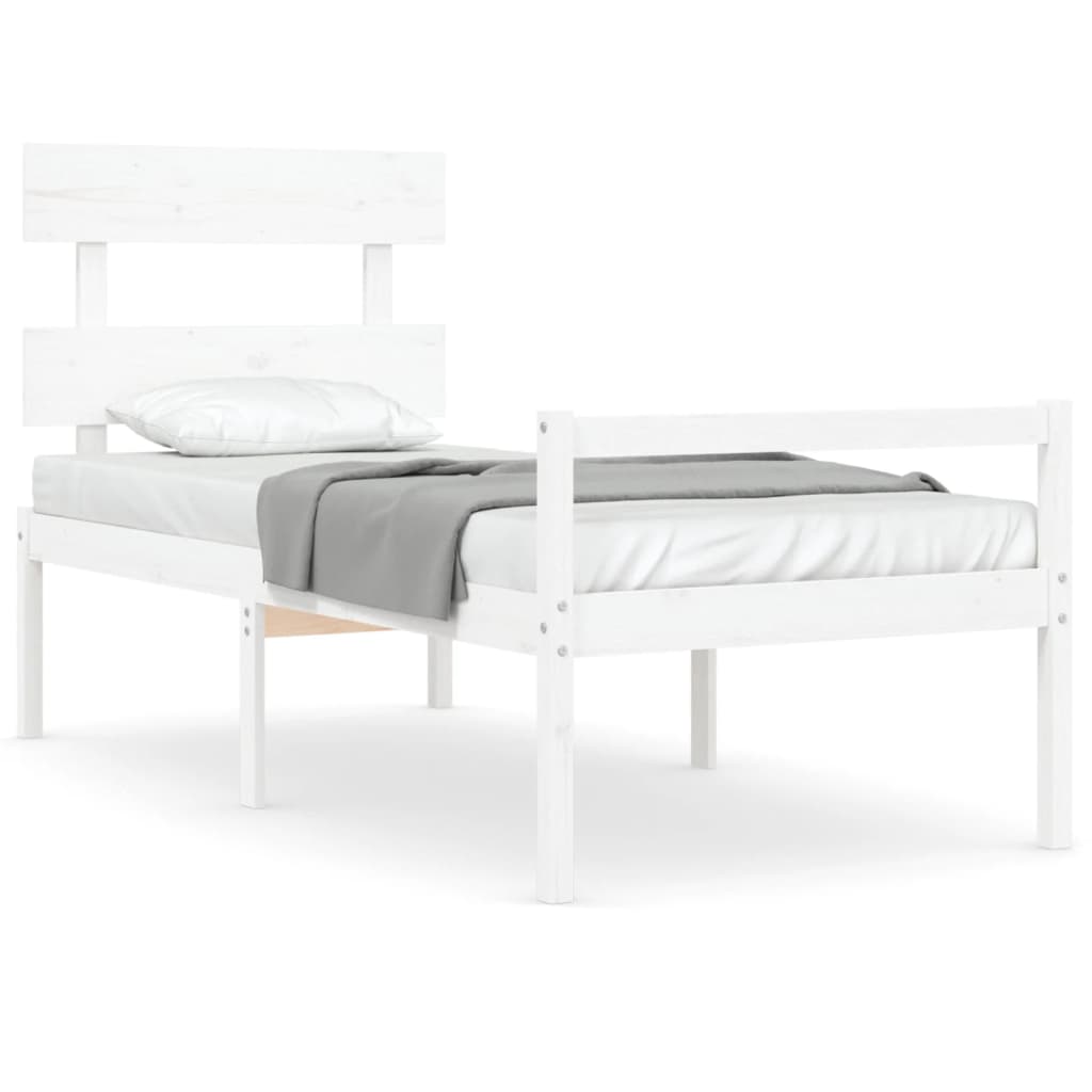 Seniorenbed met hoofdbord massief hout wit is nu te koop bij PeponiXL, paradijselijk wonen!