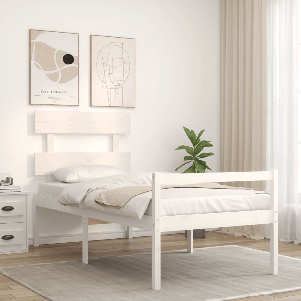 Seniorenbed met hoofdbord massief hout wit is nu te koop bij PeponiXL, paradijselijk wonen!