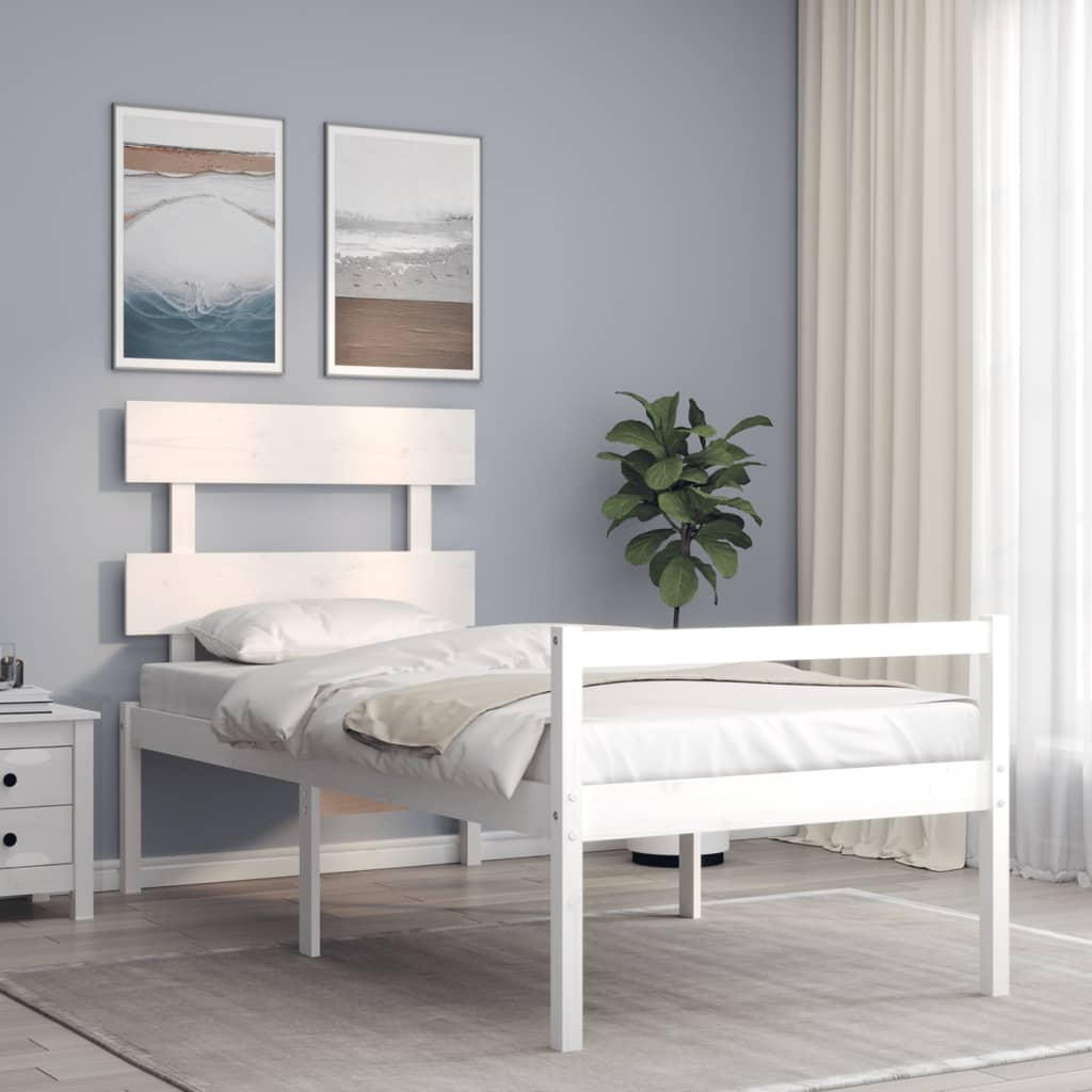Seniorenbed met hoofdbord massief hout wit is nu te koop bij PeponiXL, paradijselijk wonen!