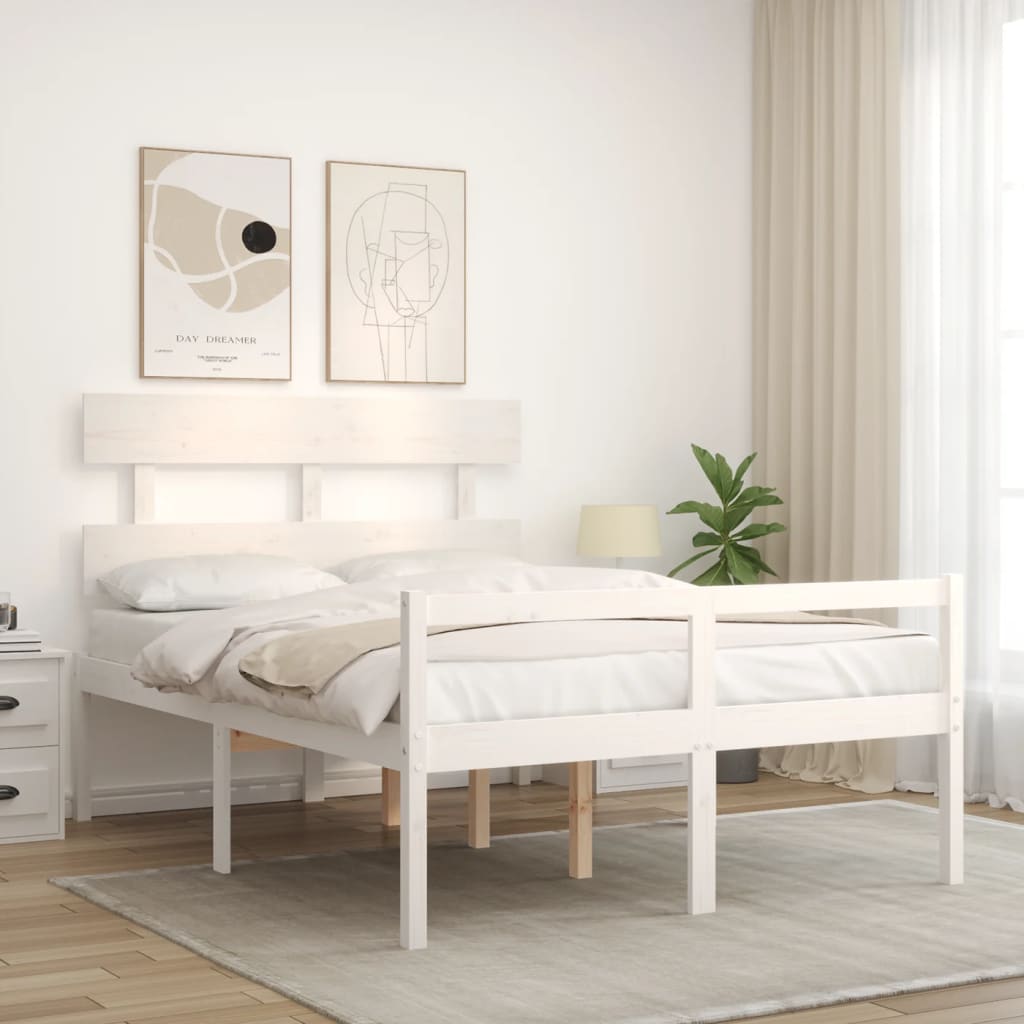 Seniorenbed met hoofdbord massief hout wit is nu te koop bij PeponiXL, paradijselijk wonen!