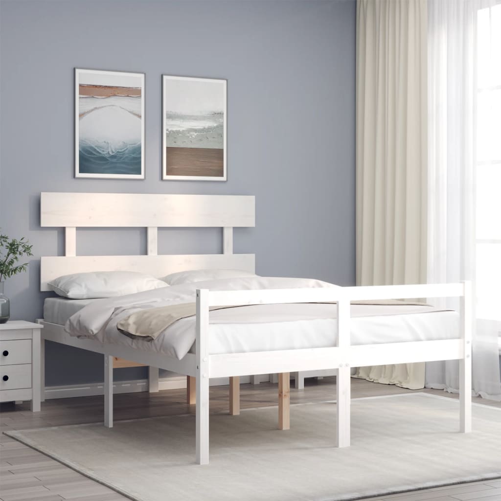 Seniorenbed met hoofdbord massief hout wit is nu te koop bij PeponiXL, paradijselijk wonen!
