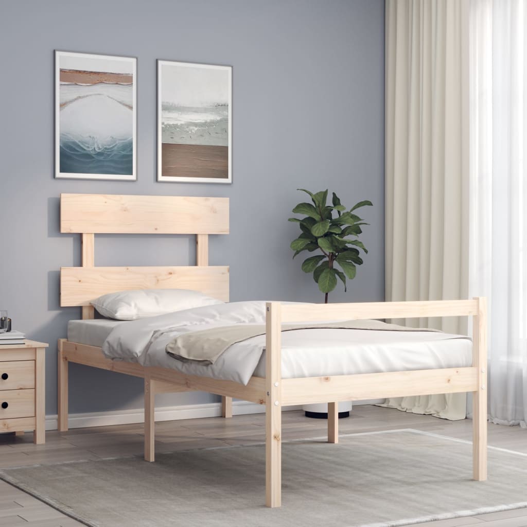 Seniorenbed met hoofdbord massief hout 90x200 cm is nu te koop bij PeponiXL, paradijselijk wonen!