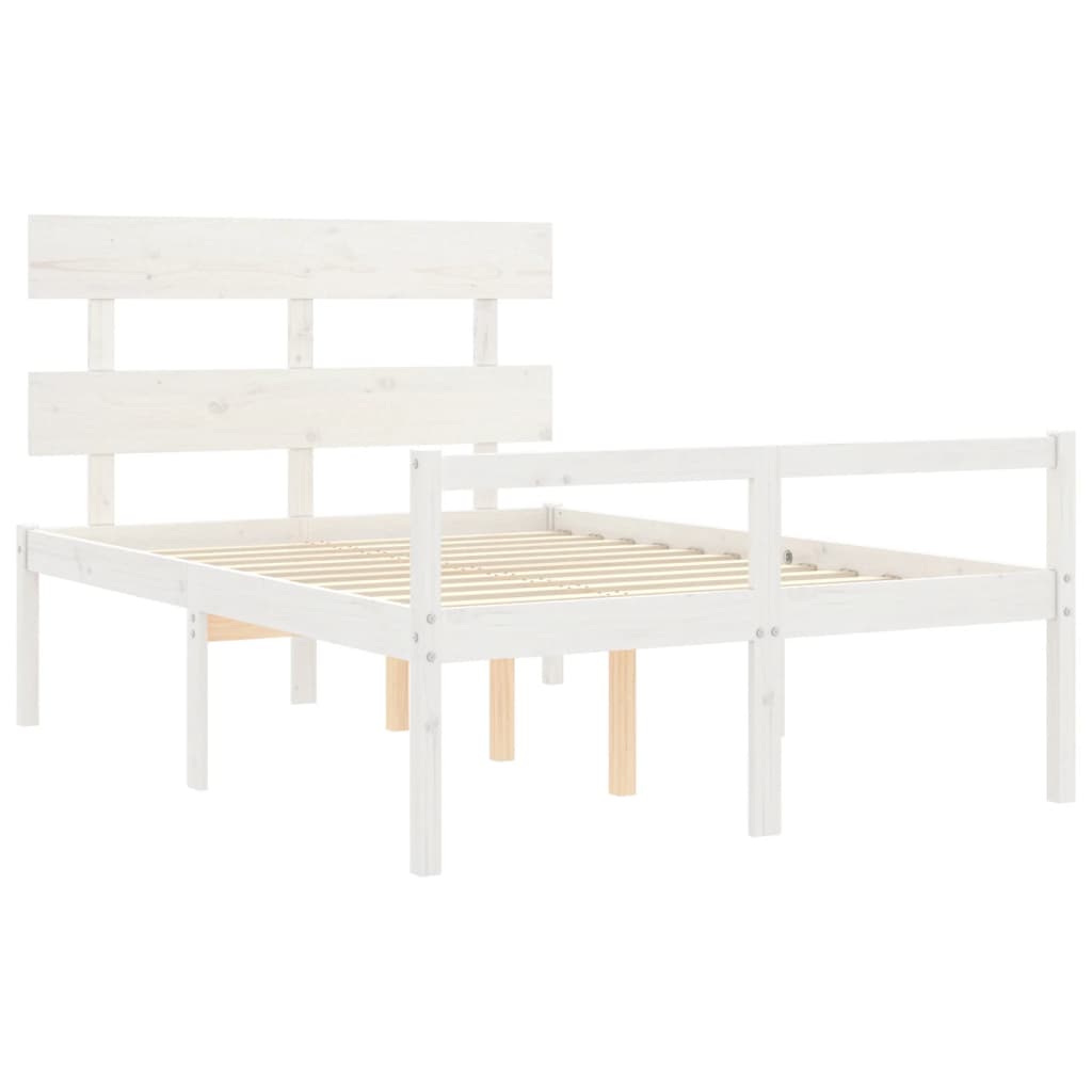 Seniorenbed met hoofdbord massief hout wit 120x200 cm is nu te koop bij PeponiXL, paradijselijk wonen!